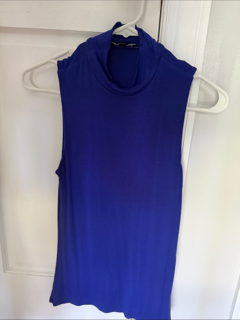 Express Sleeveless Mock Neck Tank in Royal Blue